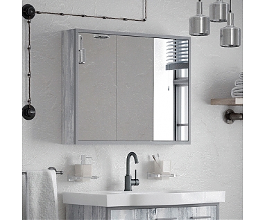 Зеркало-шкаф Corozo Айрон 90 серый, арт