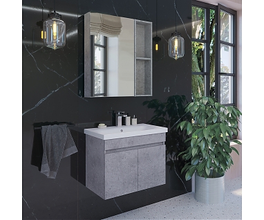 Мебель для ванной COMFORTY подвесная Осло-70ПД бетон светлый 