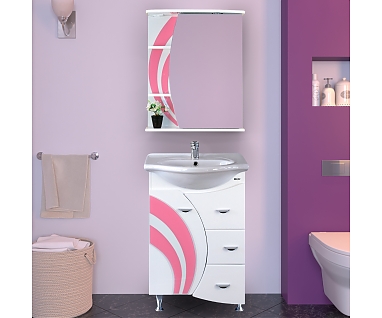 Мебель для ванной Misty Каролина 60 3 ящика L розовое стекло