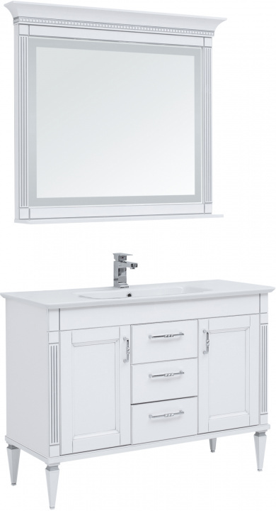 Мебель для ванной Aquanet Селена 120 белый/серебро (3 ящика, 2 дверцы)