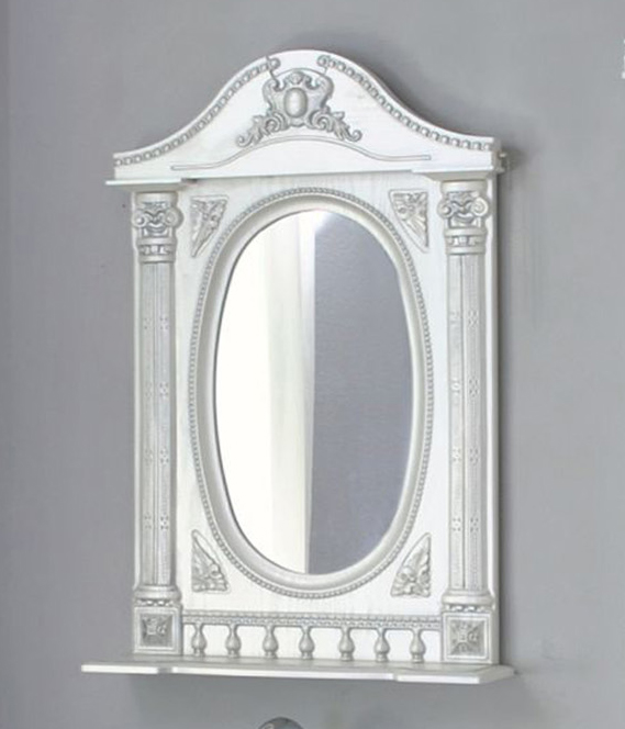 Зеркало Атолл Наполеон 165  белый жемчуг патина серебро
