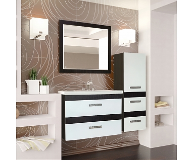 Мебель для ванной Style Line Сакура 80 Люкс Plus, белая/венге