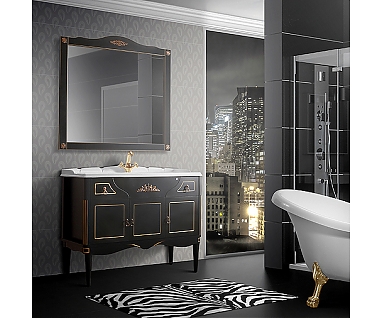 Мебель для ванной Belux Верди 105 черная, декор Bosetti Marella