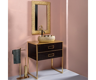 Мебель для ванной Armadi Art Monaco 80 со столешницей черная, золото