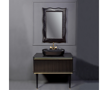 Мебель для ванной Armadi Art Vallessi Avantgarde Canale 100 черная, с накладной раковиной