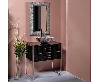 Мебель для ванной Armadi Art Monaco 80 со столешницей черная, хром