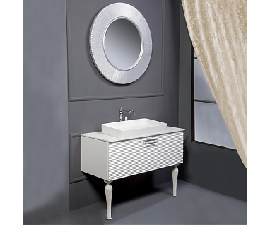 Мебель для ванной Armadi Art Vallessi Avangarde Linea 100 белая, с прямоугольной раковиной без смесителя