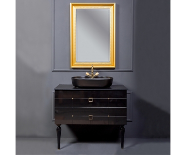Мебель для ванной Armadi Art Vallessi Avangarde Piazza 100 черная, с накладной раковиной