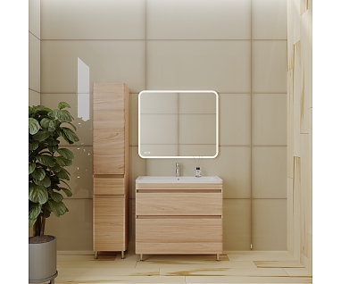Мебель для ванной Style Line Атлантика 90 Люкс Plus, напольная, ясень перламутр