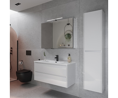 Мебель для ванной SANCOS Libra 100 подвесная, 2 ящика, белая глянцевая