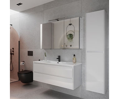 Мебель для ванной SANCOS Libra 120 подвесная, 2 ящика, белая глянцевая