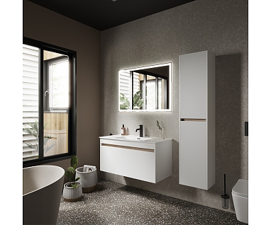 Мебель для ванной SANCOS Smart 100 подвесная, 2 ящика, белая глянцевая