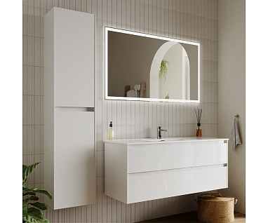 Мебель для ванной SANCOS Cento 120 подвесная, 2 ящика, белая глянцевая