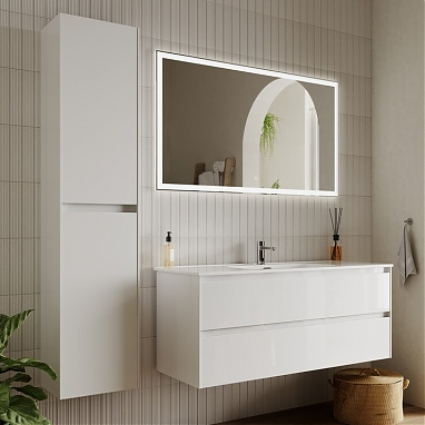 Мебель для ванной SANCOS Cento 120 подвесная, 2 ящика, белая глянцевая