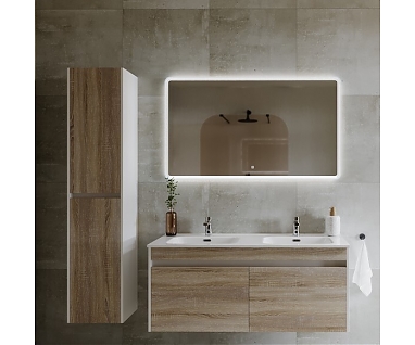 Мебель для ванной SANCOS Smart 120 с двойной раковиной подвесная, 4 ящика, дуб бардолино, белый 