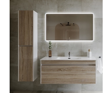 Мебель для ванной SANCOS Smart 120 подвесная, 2 ящика, дуб бардолино, белый