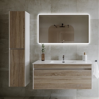 Мебель для ванной SANCOS Smart 120 подвесная, 2 ящика, дуб бардолино, белый