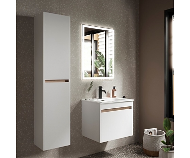 Мебель для ванной SANCOS Smart 60 подвесная, 2 ящика, белая глянцевая