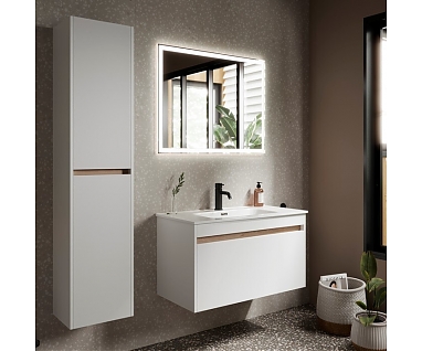 Мебель для ванной SANCOS Smart 90 подвесная, 2 ящика, белая глянцевая
