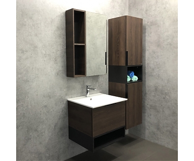 Мебель для ванной Comforty Франкфурт 60, подвесная, дуб шоколадно-коричневый