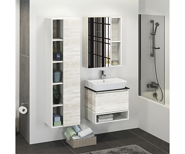 Мебель для ванной COMFORTY Прага-60 дуб белый с антрацитовой столешницей, раковина Comforty  9055RA-50