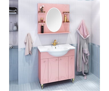 Мебель для ванной Runo Винтаж 85 розовая