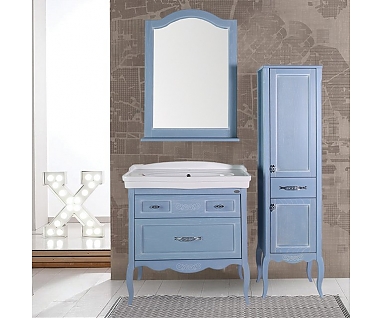 Мебель для ванной ASB-Woodline Модерн 85 рошфор, белая патина