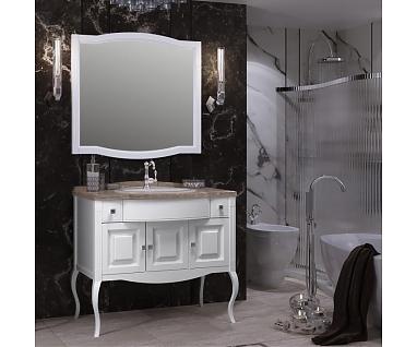 Мебель для ванной Opadiris Лаура 100 белая матовая (столешница натуральный мрамор)
