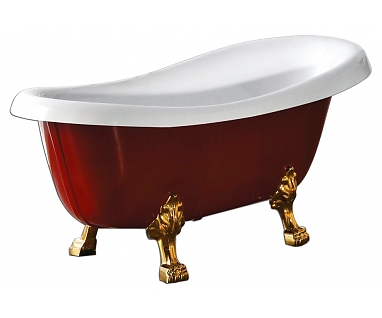 Акриловая ванна BelBagno BB04-ROS-ORO красная, ножки золото