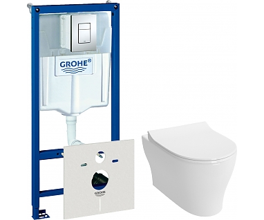 Комплект  Система инсталляции для унитазов Grohe Rapid SL 38775001 4 в 1 с кнопкой смыва + Чаша для