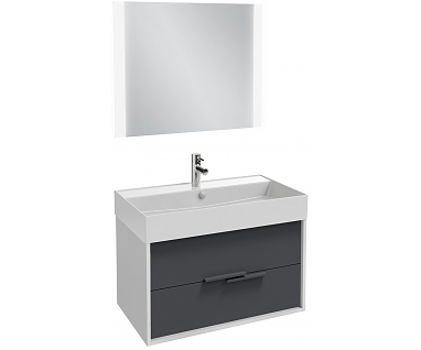 Мебель для ванной Jacob Delafon Vivienne 80 белый блестящий/насыщенный серый, ручки серые