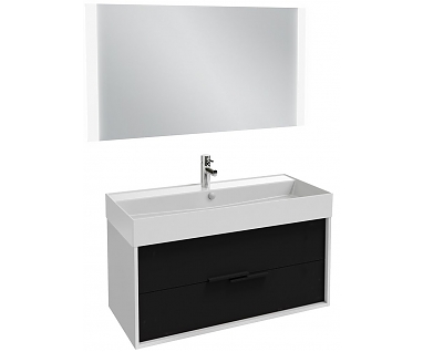 Мебель для ванной Jacob Delafon Vivienne 100 белый блестящий/черный сатин, ручки черные