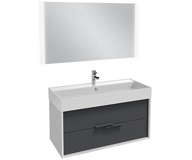 Мебель для ванной Jacob Delafon Vivienne 100 белый блестящий/насыщенный серый, ручки серые