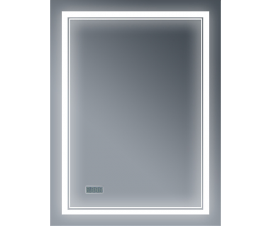Зеркало Бриклаер Эстель-2 60 с подсветкой, с часами, сенсор на корпусе