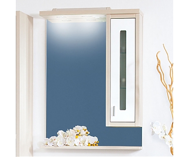 Зеркало-шкаф Бриклаер Бали 62 светлая лиственница, белый глянец R