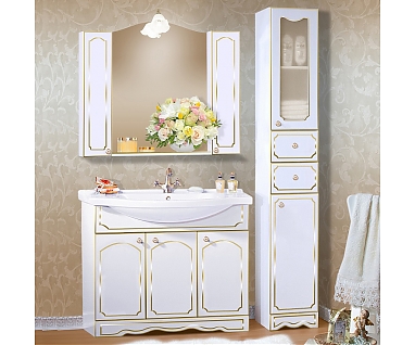 Мебель для ванной Бриклаер Лючия 100 белый глянец, золото