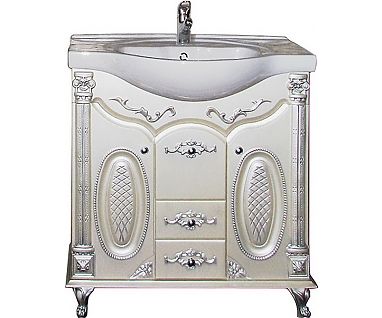 Тумба для комплекта Атолл "Наполеон-287" белый жемчуг патина серебро