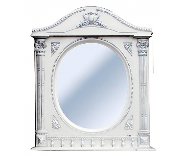Зеркало Атолл Наполеон 175 белый жемчуг патина серебро