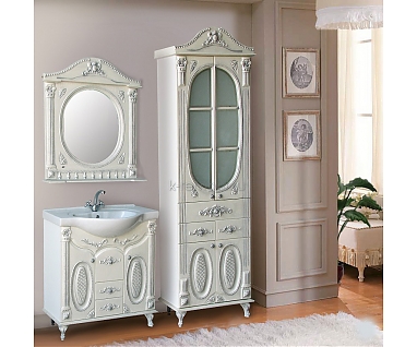 Мебель для ванной Атолл "Наполеон-287" белый жемчуг патина серебро