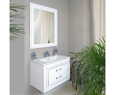 Мебель для ванной Атолл "Валери 280"  белый глянец, патина серебро