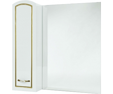 Зеркало-шкаф Bellezza Амелия 80 L, белое, патина золото