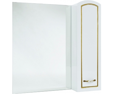 Зеркало-шкаф Bellezza Амелия 70 R, белое, патина золото