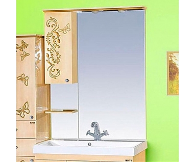 Зеркало-шкаф Misty Бабочка 90 L бежевый, патина