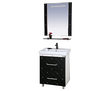 Мебель для ванной Misty Гранд Lux 70 черно-белая кожа cristallo