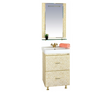 Мебель для ванной Misty Гранд Lux 60  золотая кожа флораль