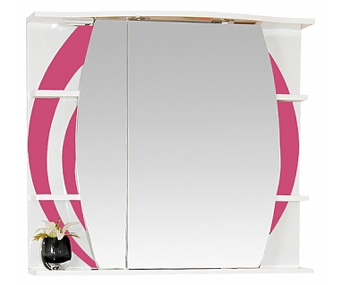 Зеркало-шкаф Misty Каролина 80 L розовое стекло