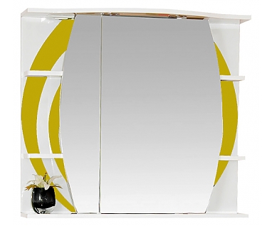 Зеркало-шкаф Misty Каролина 80 L желтое стекло