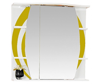 Зеркало-шкаф Misty Каролина 70 L желтое стекло