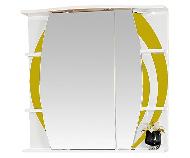 Зеркало-шкаф Misty Каролина 70 R желтое стекло