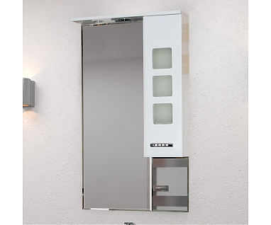 Зеркало-шкаф Misty Квадро 60 R белая эмаль, с подсветкой